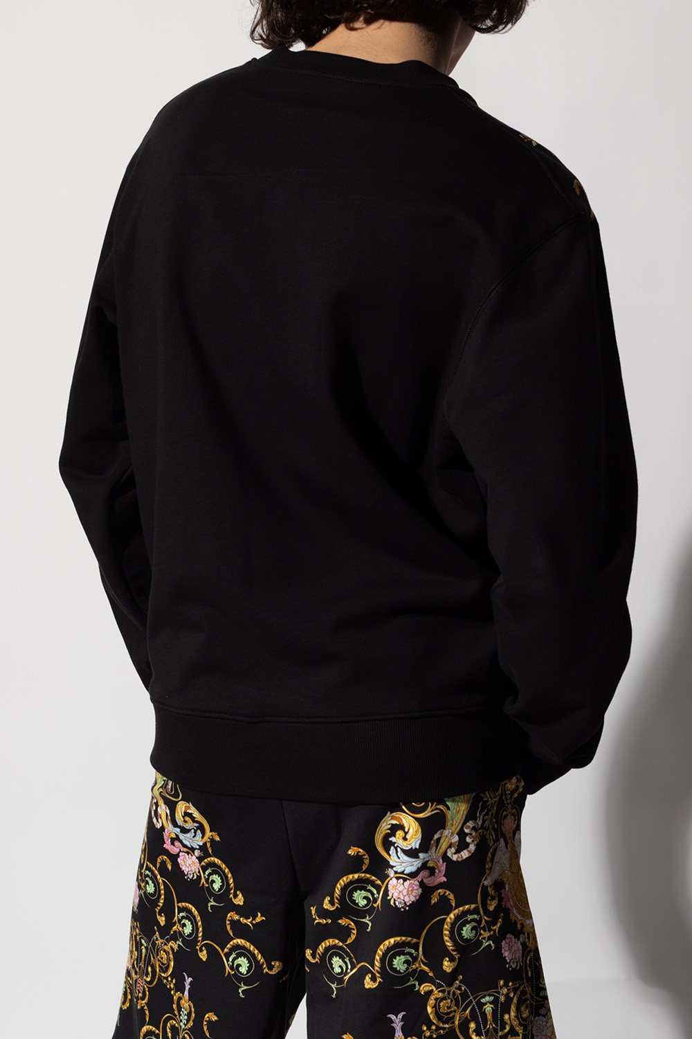 black poplin logo shirt Baroque print sweatshirt